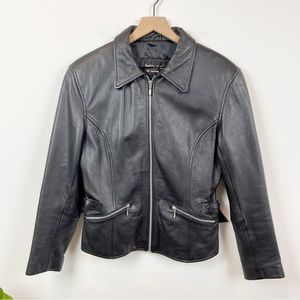 Wilson’s Vintage Black Leather Full Zip Jacket
